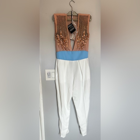 NWT - ELISABETTA FRANCHI Embellished Beaded Jumpsuit Size US 2 UK 6 - Picture 2 of 9